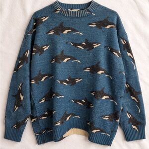 Blue Orca Pattern Sweater